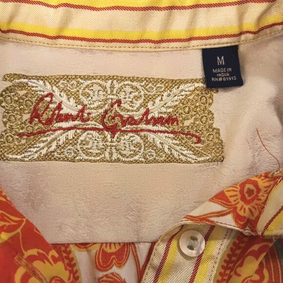 Robert Graham Knowledge Wisdom Truth Orange Paisley Button-Down Women's Sz M - Picture 11 of 15